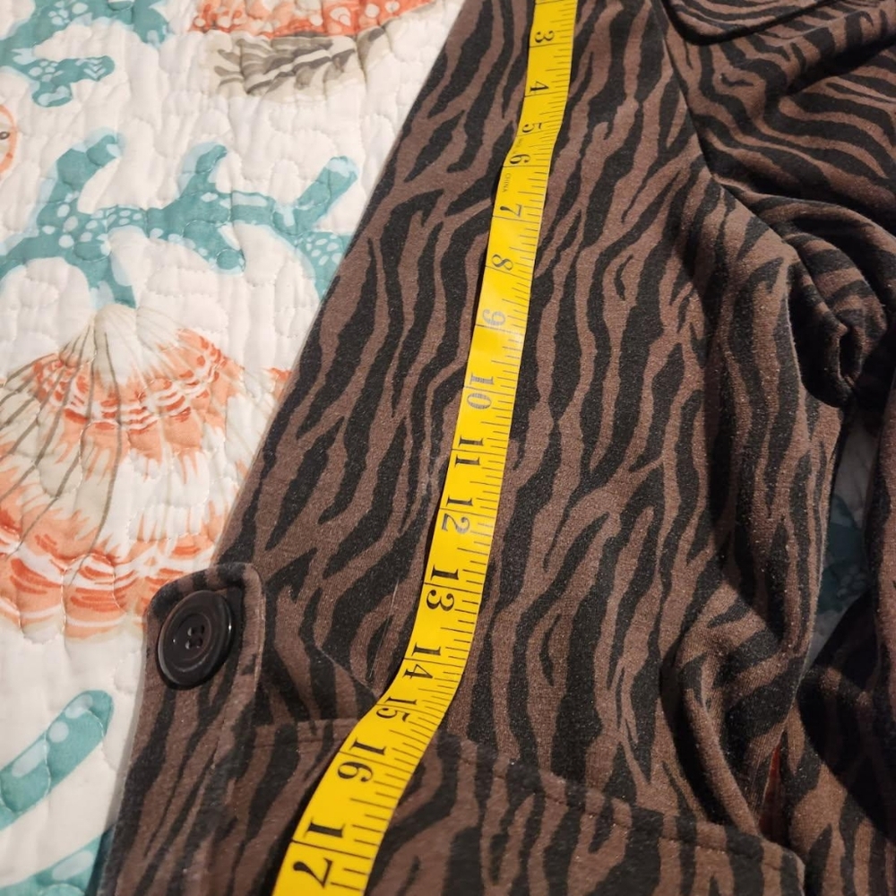 First Option Too Plus Size 16W Brown Zebra Print Coat - Picture 14 of 14